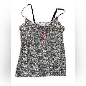Leopard Print Women's Baby Doll Sleeveless Adjustable Spaghetti Strap Casual Top